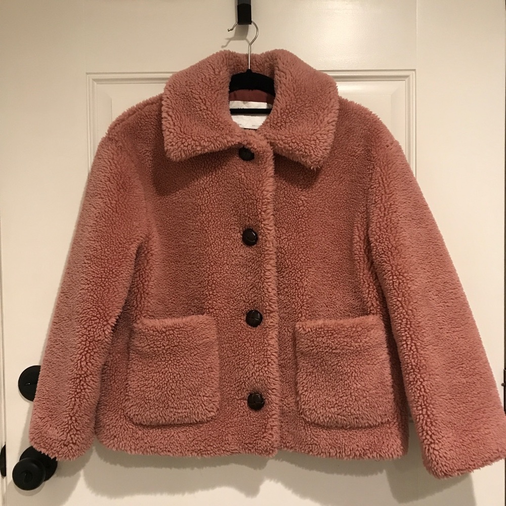 faux shearling fleece teddy jacket coat